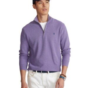 Polo by Ralph Lauren Lavender double knit cotton quarter zip green pony L